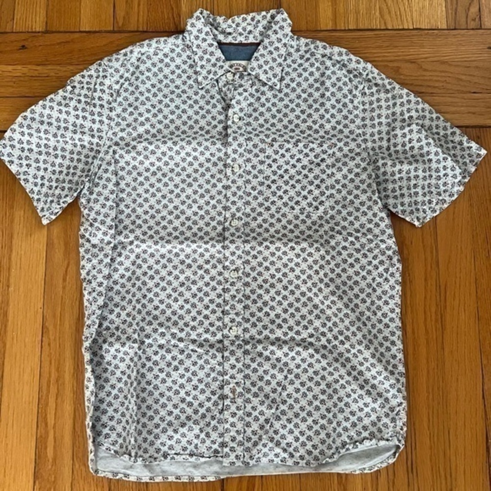 FatFace White Floral Print Short Sleeve Button Down Shirt Medium